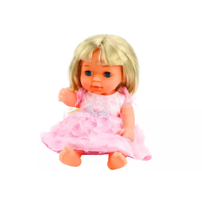 LEAN TOYS Doll In Light Pink Dress Peeing Bottle Rattle Sounds