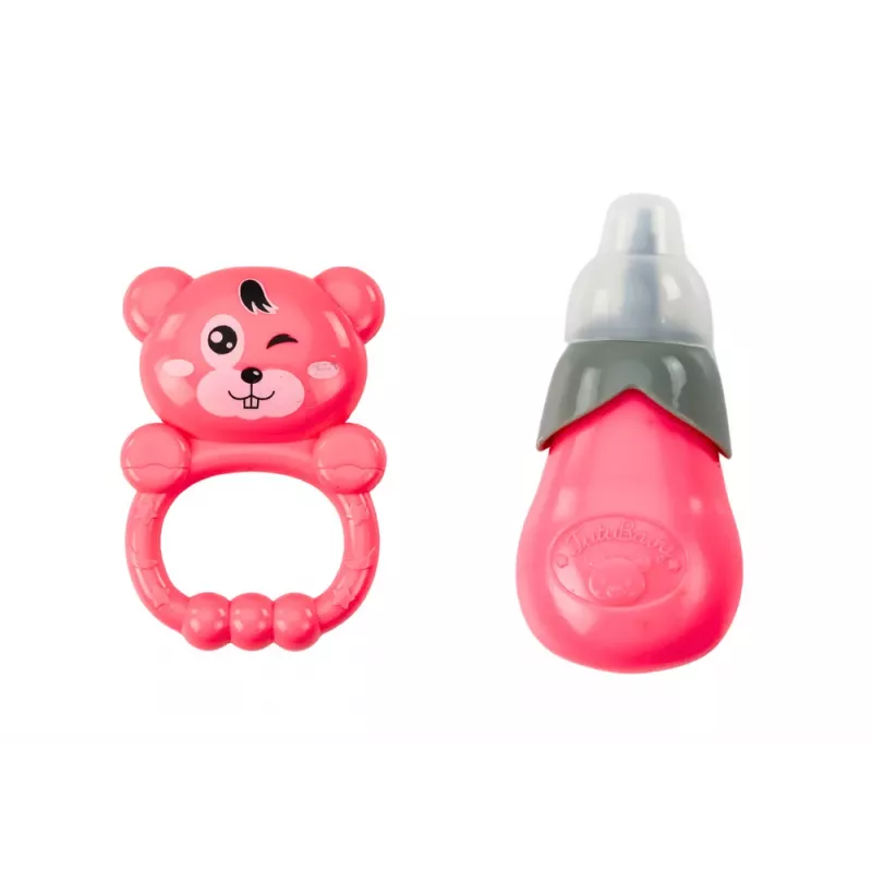 LEAN TOYS Doll In Light Pink Dress Peeing Bottle Rattle Sounds