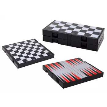 LEAN TOYS 3in1 Spēļu komplekts ar magnētisko dēli – Šahs, Dambrete, Backgammon