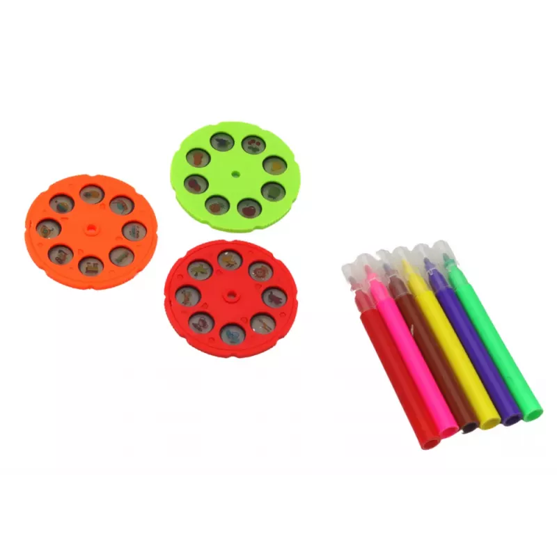 LEAN TOYS Drawing Projector 3 Replaceable Disks Pens Purple