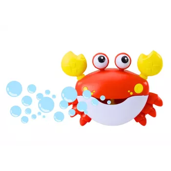 LEAN TOYS Red Crab Bubble Machine - Automātiskā burbuļu pūtējs ar mūziku un piesūcekņiem, iekštelpām/āra/bannai