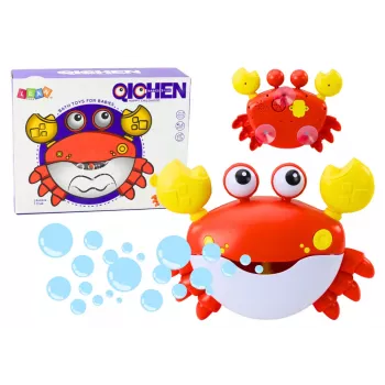 LEAN TOYS Red Crab Bubble Machine - Automātiskā burbuļu pūtējs ar mūziku un piesūcekņiem, iekštelpām/āra/bannai