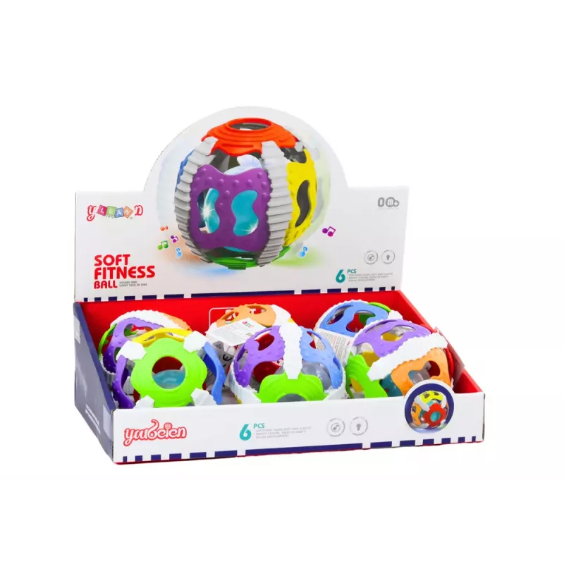 LEAN TOYS Sensoriskā Bumba Mazulim, Gumija, Gaismas, Skaņas, Krāsaina