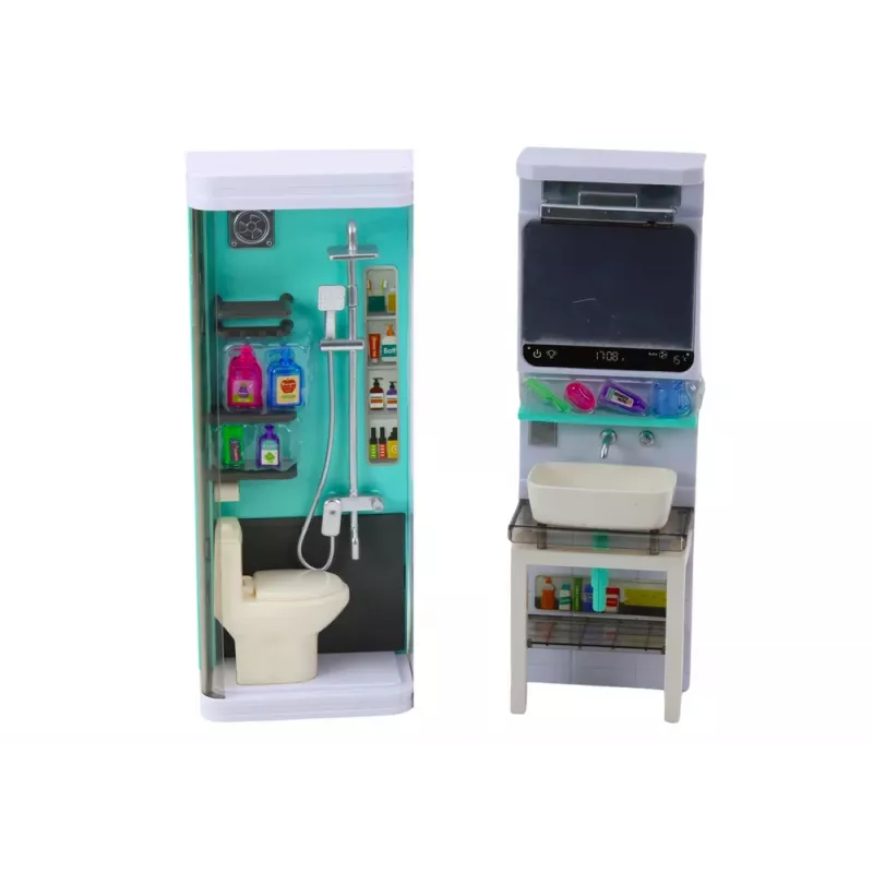 LEAN TOYS Bathroom Play Set 4in1 Shower Toilet Washing Machine Accessories