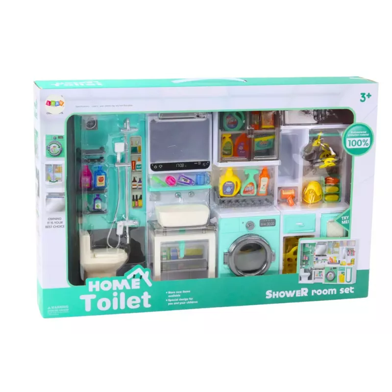 LEAN TOYS Bathroom Play Set 4in1 Shower Toilet Washing Machine Accessories