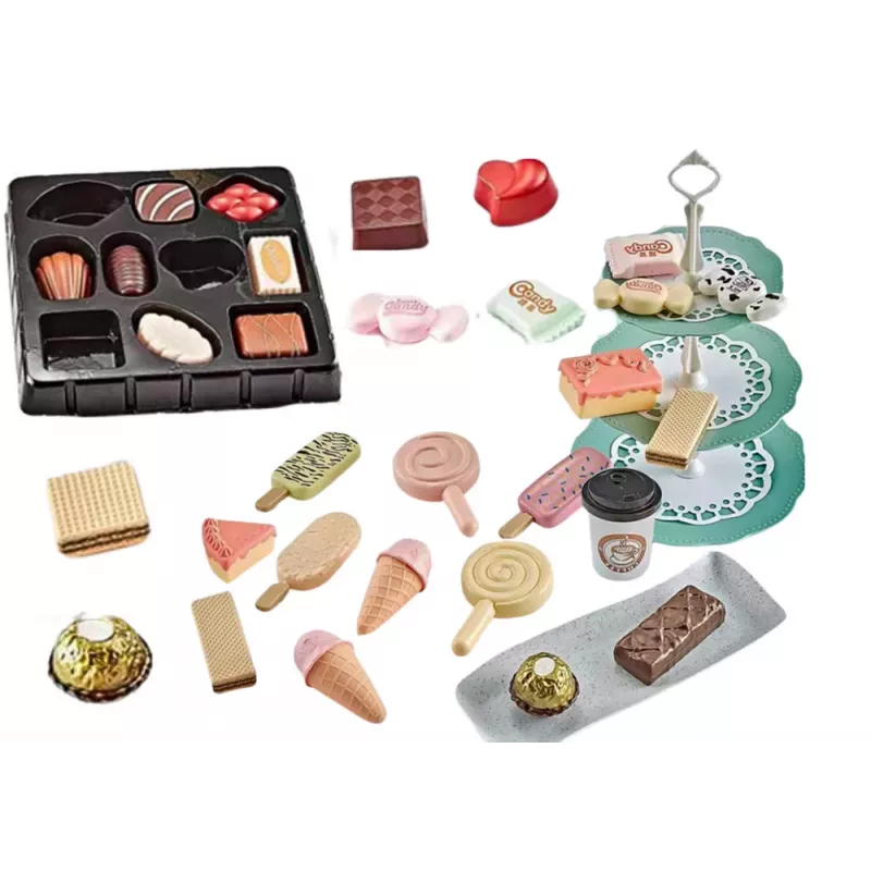 LEAN TOYS Confectionery Cafe Set Sweets Figurines Coffee Cake 50 Pieces