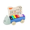 LEAN TOYS Nīlzirgs ar šķīvjiem uz riteņiem – mūzikas instruments bērniem, krāsains, izglītojošs