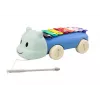 LEAN TOYS Nīlzirgs ar šķīvjiem uz riteņiem – mūzikas instruments bērniem, krāsains, izglītojošs