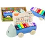 LEAN TOYS Nīlzirgs ar šķīvjiem uz riteņiem – mūzikas instruments bērniem, krāsains, izglītojošs