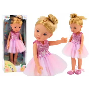 LEAN TOYS Pink Ballerina Doll 33cm ar Kleitu, Baleta Kurpēm, Tiāru