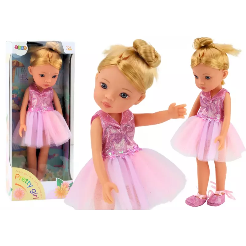 LEAN TOYS Pink Ballerina Doll 33cm ar Kleitu, Baleta Kurpēm, Tiāru