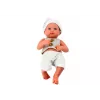 LEAN TOYS Baby Doll in White and Gray Clothes, Hat, Pacifier, and Blanket