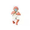 LEAN TOYS Baby Doll in White and Gray Clothes, Hat, Pacifier, and Blanket