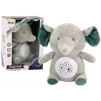 LEAN TOYS Teddy Bear Elephant Sleeping Melodies Light Star Projector Gray