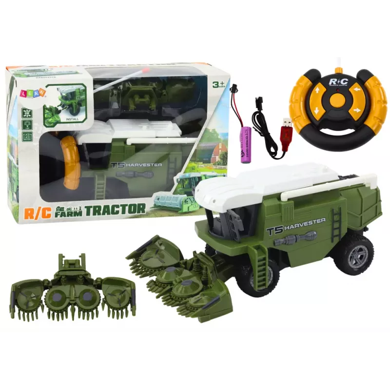 Vadāmais kombains LEAN TOYS RC Agricultural Combine Harvester Remotely Controlled Agricultural Machine Green