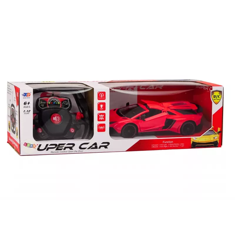 LEAN TOYS RC Remote Controlled Sports Car with Opening Doors Red 1:12