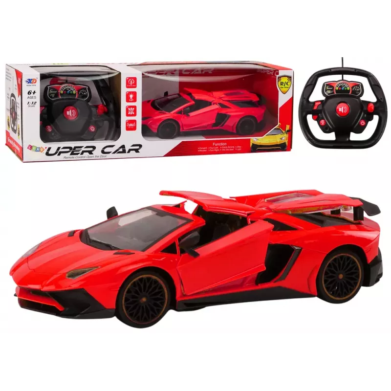 LEAN TOYS RC Remote Controlled Sports Car with Opening Doors Red 1:12