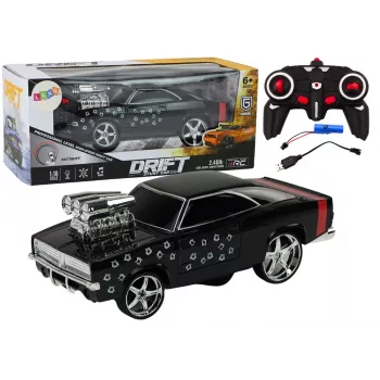 LEAN TOYS Remote Control Car 1:18 Drift 360 Lights Sounds Black