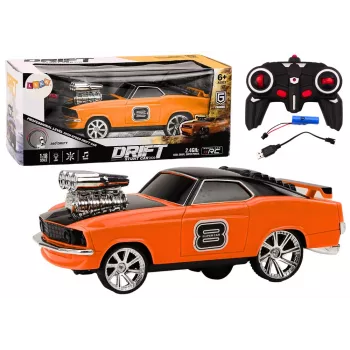 LEAN TOYS Remote Control Car 1:18 Drift 360 Lights Sounds Orange