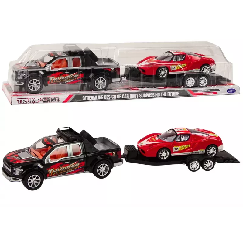 LEAN TOYS Pickup Truck With Tow Truck Semi-Trailer Sports Car Off-road Set