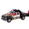 LEAN TOYS Policijas komplekts ar pikapu, bezceļu, evakuatoru un piekabi