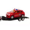 LEAN TOYS Policijas komplekts ar pikapu, bezceļu, evakuatoru un piekabi