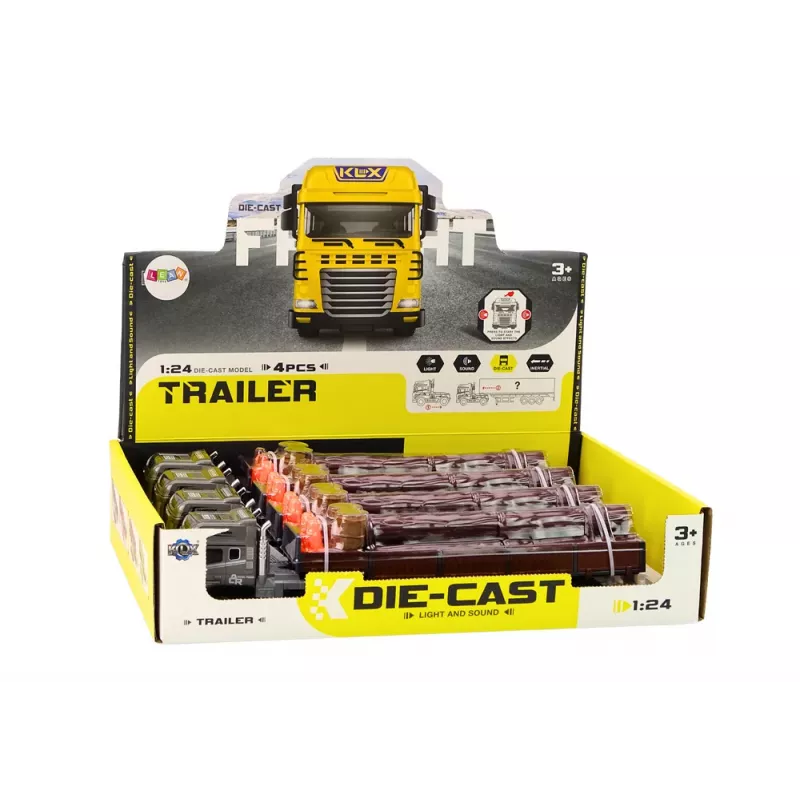 LEAN TOYS Wood Truck Truck Trailer 1:24 Wood Logs Sounds Lights