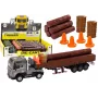 LEAN TOYS Wood Truck Truck Trailer 1:24 Wood Logs Sounds Lights