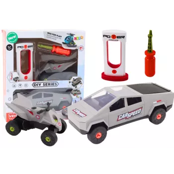 LEAN TOYS Modernās mašīnas un kvadracikla komplekts DIY izjaukšanai Pelēks