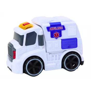 LEAN TOYS Ambulance Toy Car with Lights and Sounds - White
