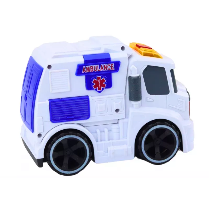 LEAN TOYS Ambulance Toy Car with Lights and Sounds - White