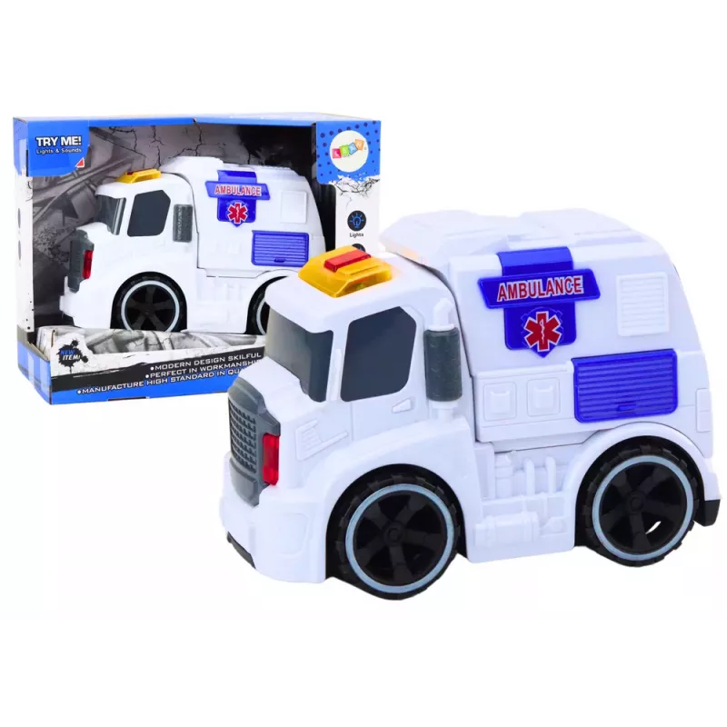 LEAN TOYS Ambulance Toy Car with Lights and Sounds - White