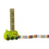 LEAN TOYS Battery-operated Green Dinosaur Car Arranging Colorful Dominoes 4 Colors of Blocks