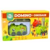 LEAN TOYS Battery-operated Green Dinosaur Car Arranging Colorful Dominoes 4 Colors of Blocks