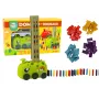 LEAN TOYS Battery-operated Green Dinosaur Car Arranging Colorful Dominoes 4 Colors of Blocks