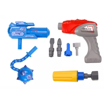 LEAN TOYS Skrūvējamais robots ar urbi un skrūvgriezi, gaismas un skaņas efekti, dzeltens
