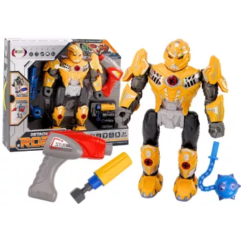 LEAN TOYS Skrūvējamais robots ar urbi un skrūvgriezi, gaismas un skaņas efekti, dzeltens