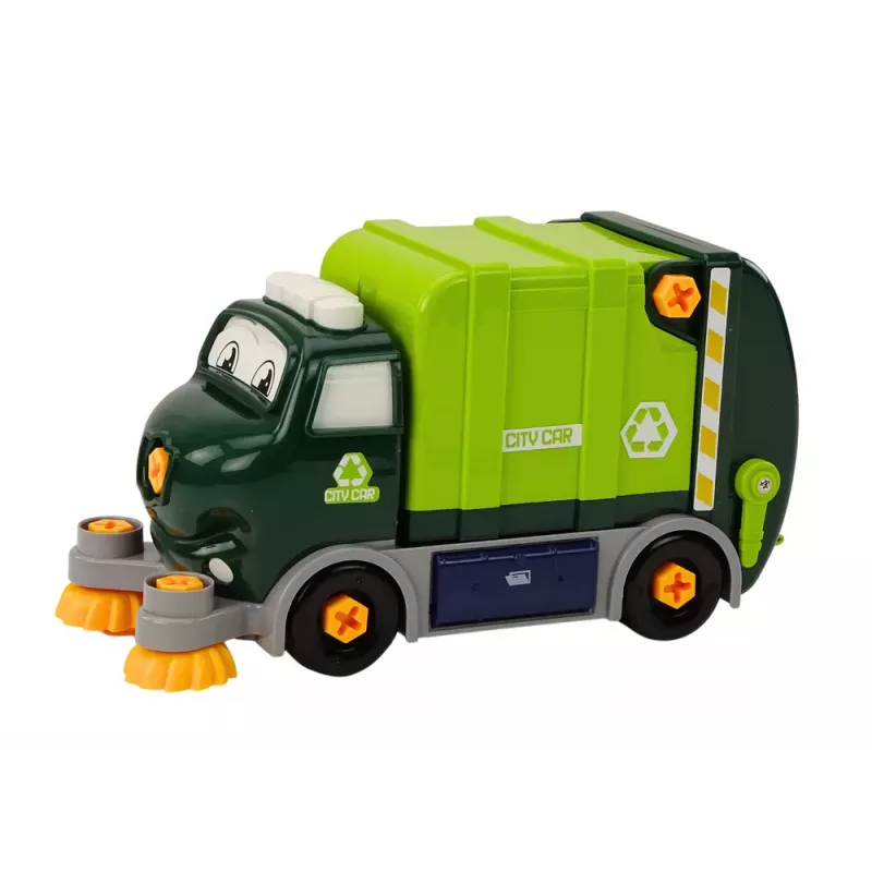 LEAN TOYS Cartoon Garbage Truck Turning Movable DIY Green 358 Pieces Building Blocks Set