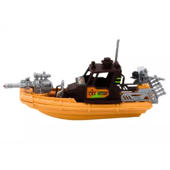 LEAN TOYS Military Set Military Combat Boat with Soldiers, Accessories & Sounds