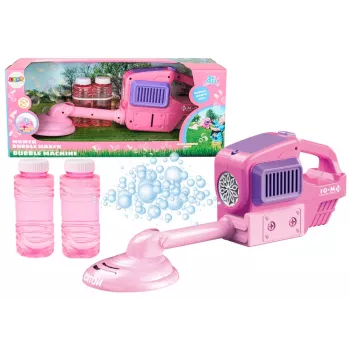 LEAN TOYS Soap Bubble Machine Lawn Mower Trimmer Two Fluids Pink