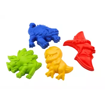 LEAN TOYS Smilšu spaiņu komplekts ar dušas lejkannu un dinozauru veidnēm