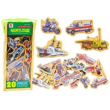 LEAN TOYS Koka magnētu komplekts Transportlīdzekļi Kuģi Lidmašīnas 20 gab.