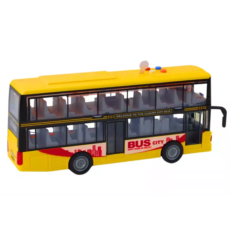 LEAN TOYS Double Decker Bus 1:16 Lights Sounds Friction Drive Yellow