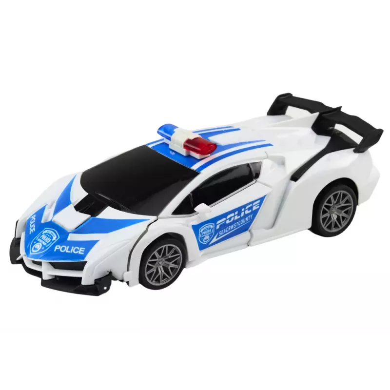 LEAN TOYS R/C Police Car 2in1 Car Robot Sounds Lights
