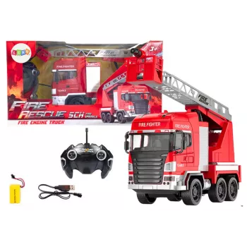 LEAN TOYS Fire Truck with Boom Remote Control RC Spray Lights