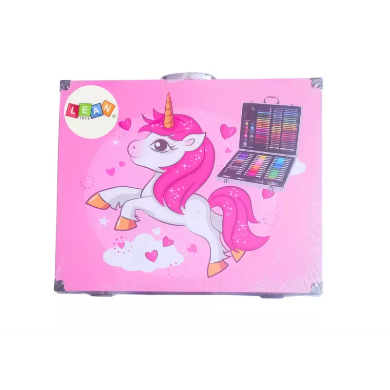 LEAN Artistic Set in a Suitcase with a Unicorn Pink 150 EL