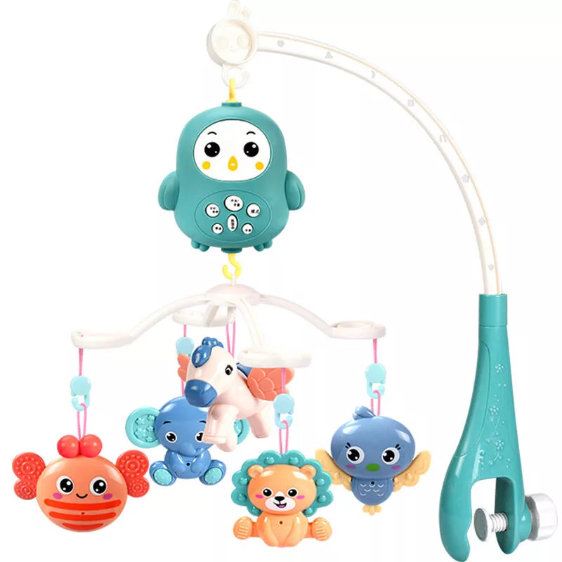 LEAN TOYS Crib Carousel with Remote Control Lullabies Sounds Blue