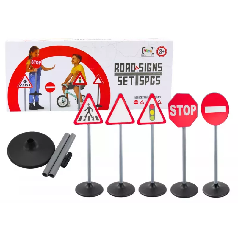 LEAN TOYS Educational Road Signs Warning Set 5 Pcs 70cm