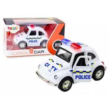 LEAN TOYS Classic Police Car 1:38 Drive Lights Sounds White