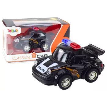 LEAN TOYS Classic Police Car 1:38 Drive Lights Sounds Black